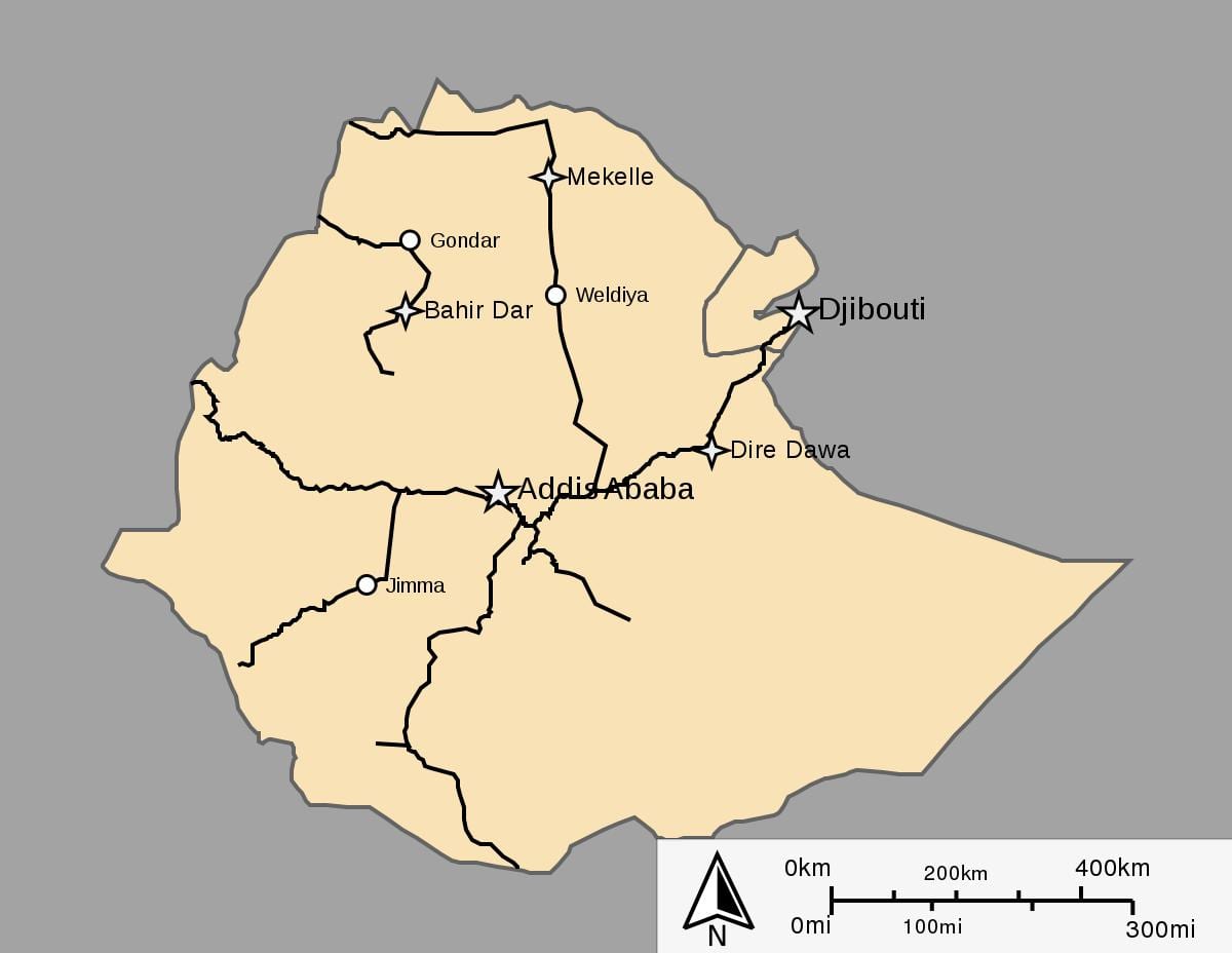خريطة إثيوبيا القطار