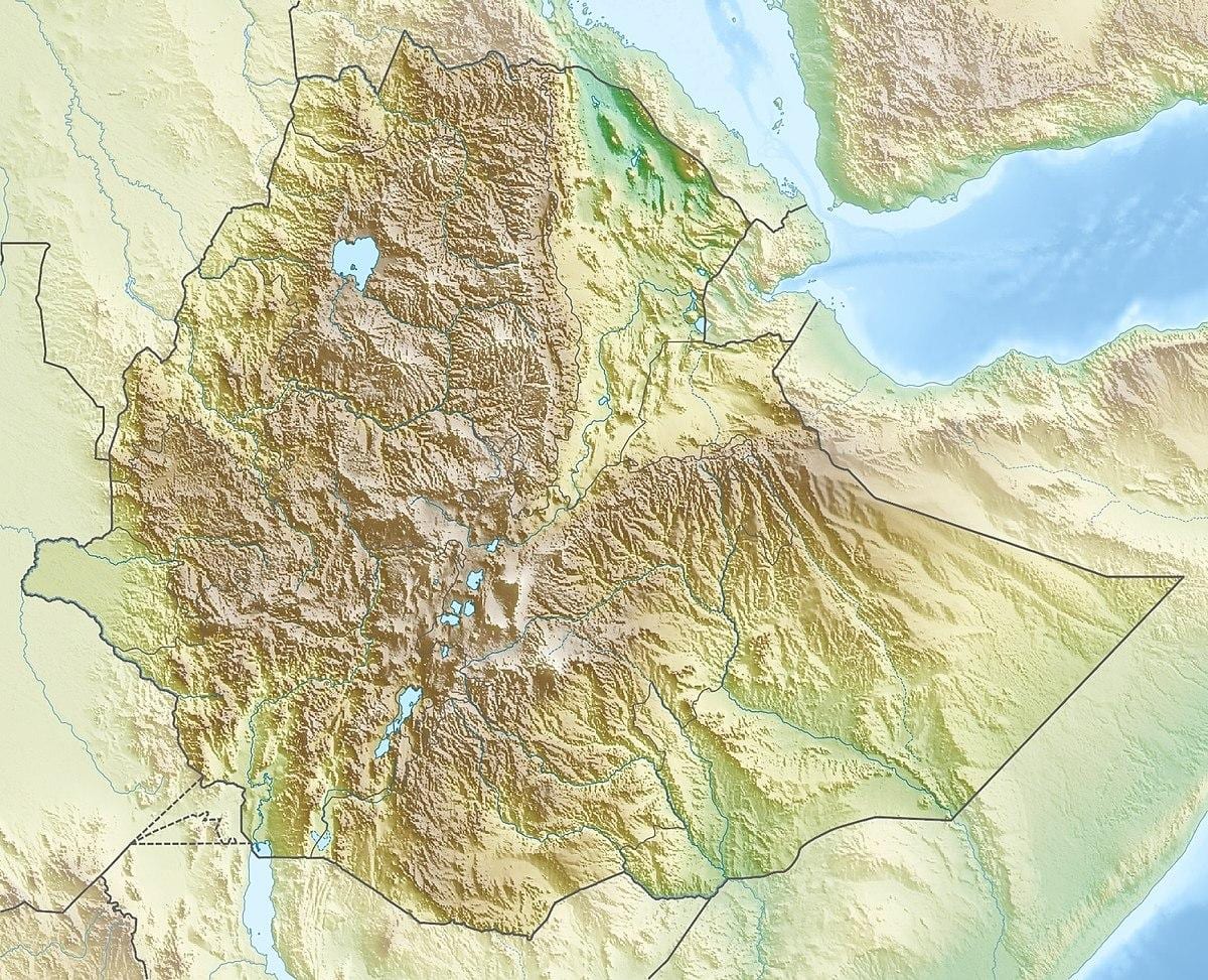 خريطة الإثيوبية الجبال