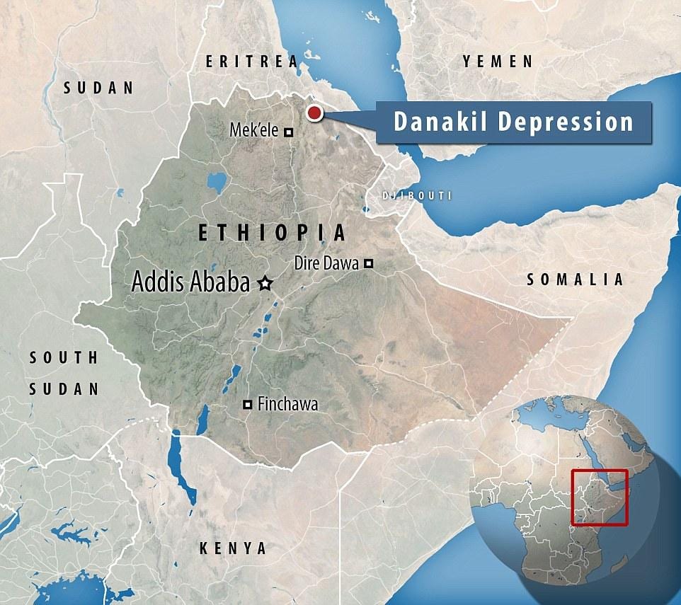 danakil الاكتئاب إثيوبيا خريطة