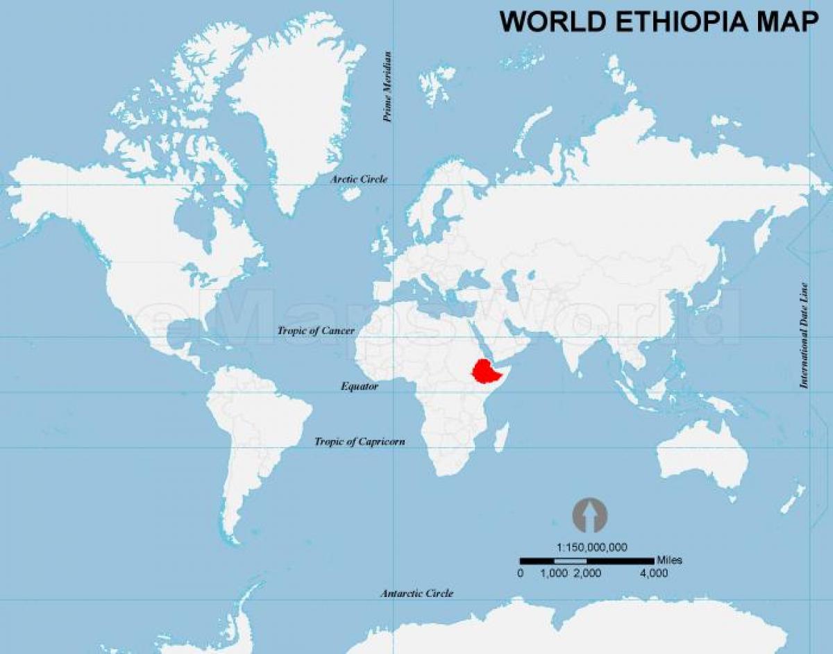 خريطة العالم إثيوبيا الموقع