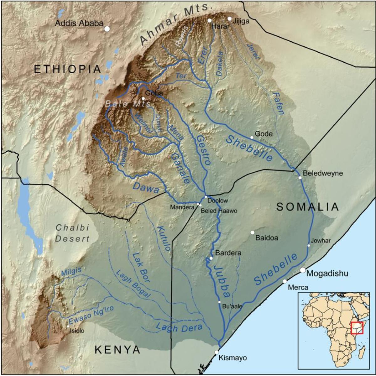 الإثيوبية أحواض الأنهار خريطة