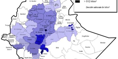 إثيوبيا خريطة الكثافة السكانية