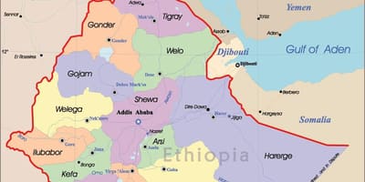 إثيوبيا خريطة المدن