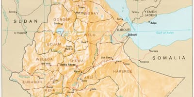 خريطة إثيوبيا خلال والدرج